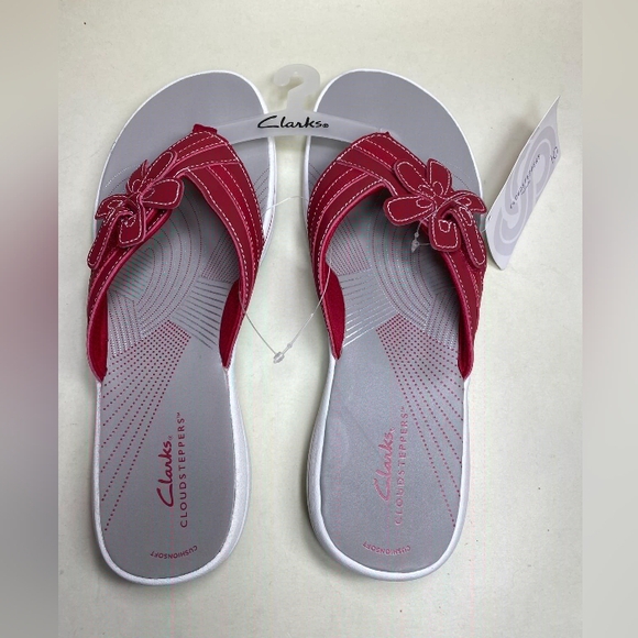 Clarks Cloudsteppers Women's Brinkley Florah Red Rouge Size 10M Cushion Soft - Picture 2 of 8